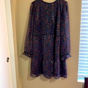 Loft mini dress with velvet trim